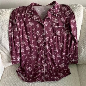 Nine West Long Sleeve Button Down Sleep Shirt